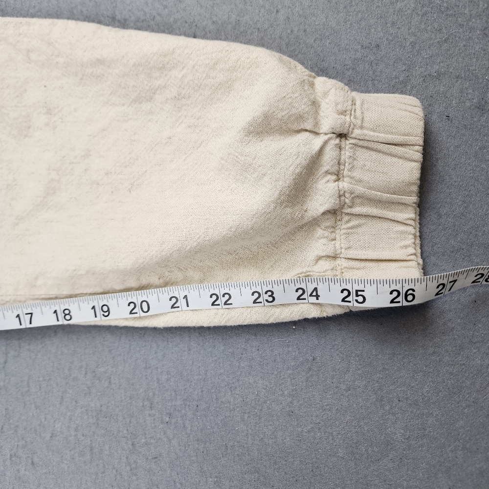 Zara Cream Drawstring Joggers Cotton/Linen Blend Size Medium - Picture 12 of 12
